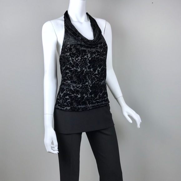 black velvet halter top